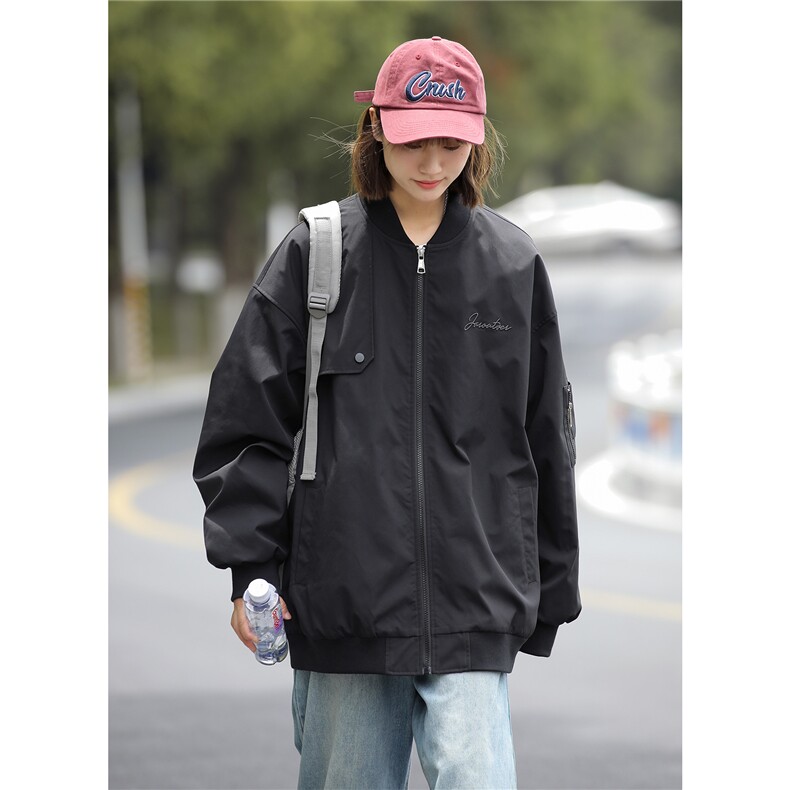 中性秋装宽松防水棒球领飞行服绣花夹克女装秋季大码外套S229-P88,男装夹克,电商A233-1