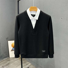 秋冬男女假两件卫衣条纹衬衫领宽松夹克外套大码M-4XLWY829P40，男装夹克，星座1013-1