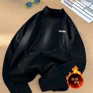 一件过冬 重磅保暖针织衫德绒加绒加厚卫衣半高领打底长袖T恤DR81图片