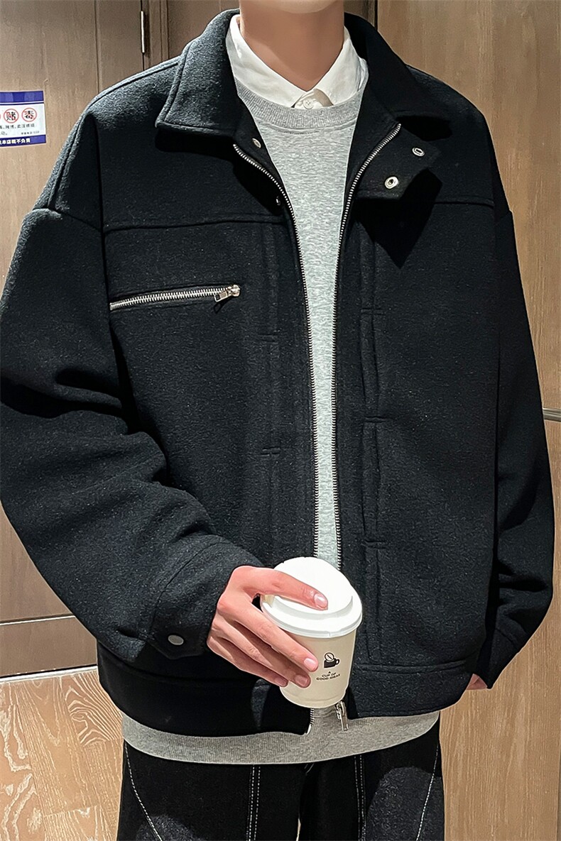 N8182/P100秋冬新款高街vibe美式外套飞行员夹克呢料外套呢大衣,男装毛呢大衣,电商A141