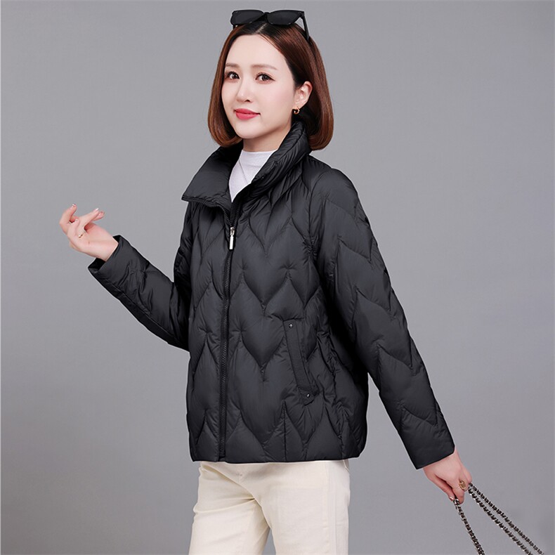 2024时尚保暖女士棉服立领宽松长袖纯色外套冬季,女装棉衣/棉服,深妍伊美