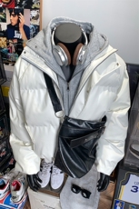 405A美式高街个性连帽设计假两件pu皮棉服MY24920-P158控188，男装棉衣，星座405A