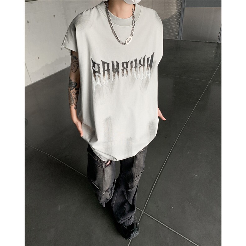 水洗做旧无袖T恤美式夏季坎肩男装背心/马甲XZ514-2-202436-P58，男装背心/马甲，星座514-2(原B239)