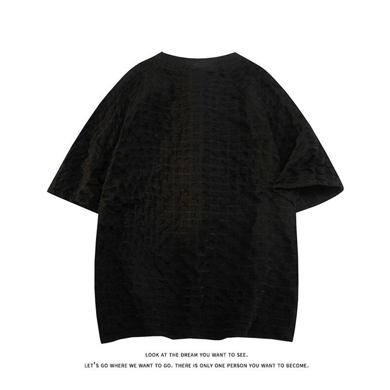 夏季潮牌大码时尚立体褶皱凉感百搭宽松短袖T恤上衣T3636-特价P30,男装T恤,电商A007