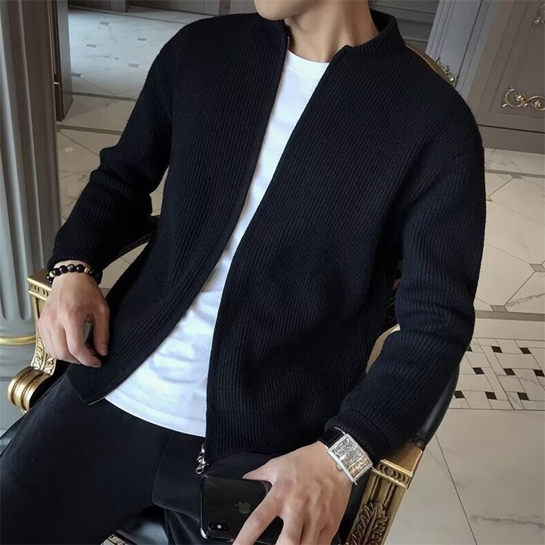 B503针织开衫外套休闲简约拉链毛衣男图片