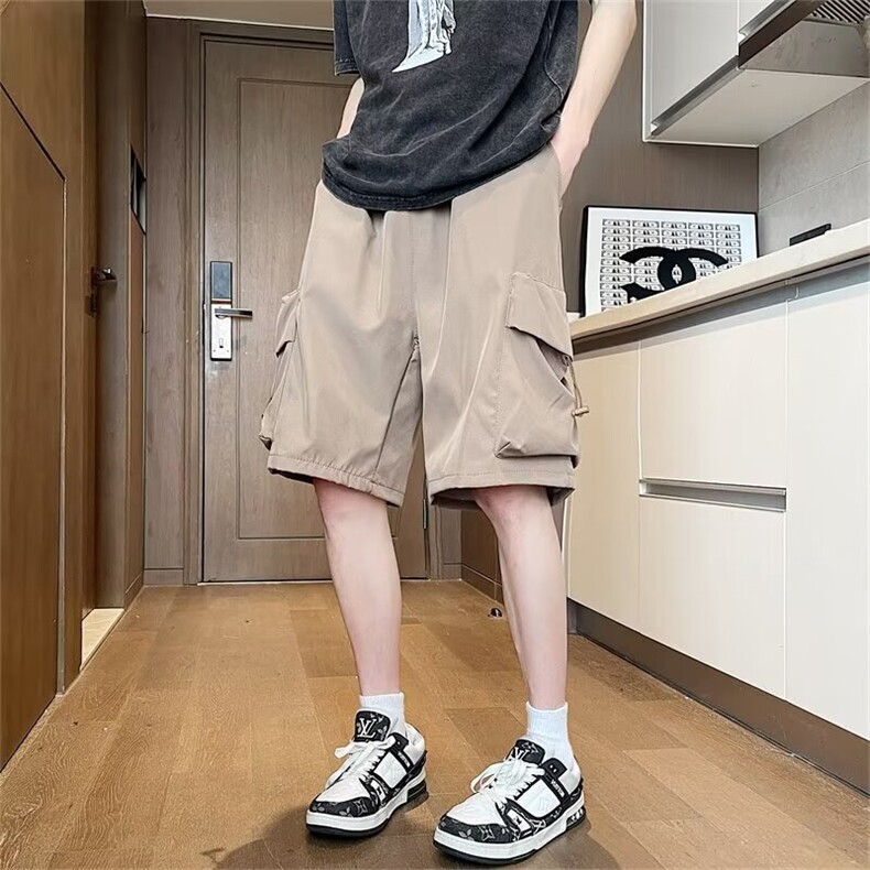 夏季工装复古短裤高街潮牌男女美式多口袋五分裤男款休闲裤子,男装休闲裤,星座601-2