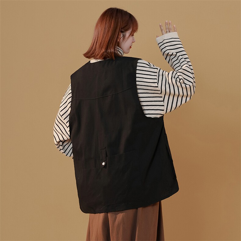 口袋工装马甲女男外穿港风ins宽松百搭复古青少年无袖坎肩外套，男装工装外套，星座505-2（原电商A260-1)
