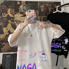 Q11186-P30NASA联名同款春夏季七分袖t恤男大码五分袖男短袖中袖，男装T恤，电商A040