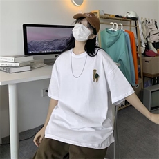 短袖T恤情侣夏季潮流男女纯棉植绒印花半袖港风T恤T60-310B-1P25，男装T恤，星座310B-1