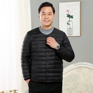 男中老年90绒轻薄连帽羽绒服外套秋冬休闲羽绒轻便外套,迪奥羽绒服怎么搭配图片