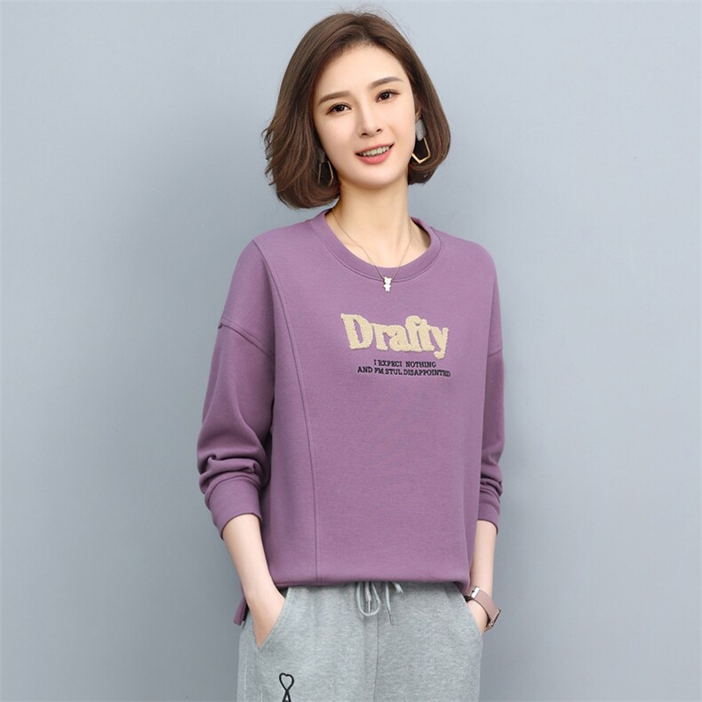2022年秋季新款韩版休闲百搭卫衣女长袖气质减龄上衣服女打底衫棉,女装卫衣/绒衫,简韵佳