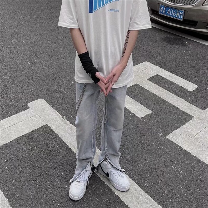 牛仔裤男ins潮牌宽松日系大码直筒喇叭裤K8074P42,男装牛仔裤,星座1116-2