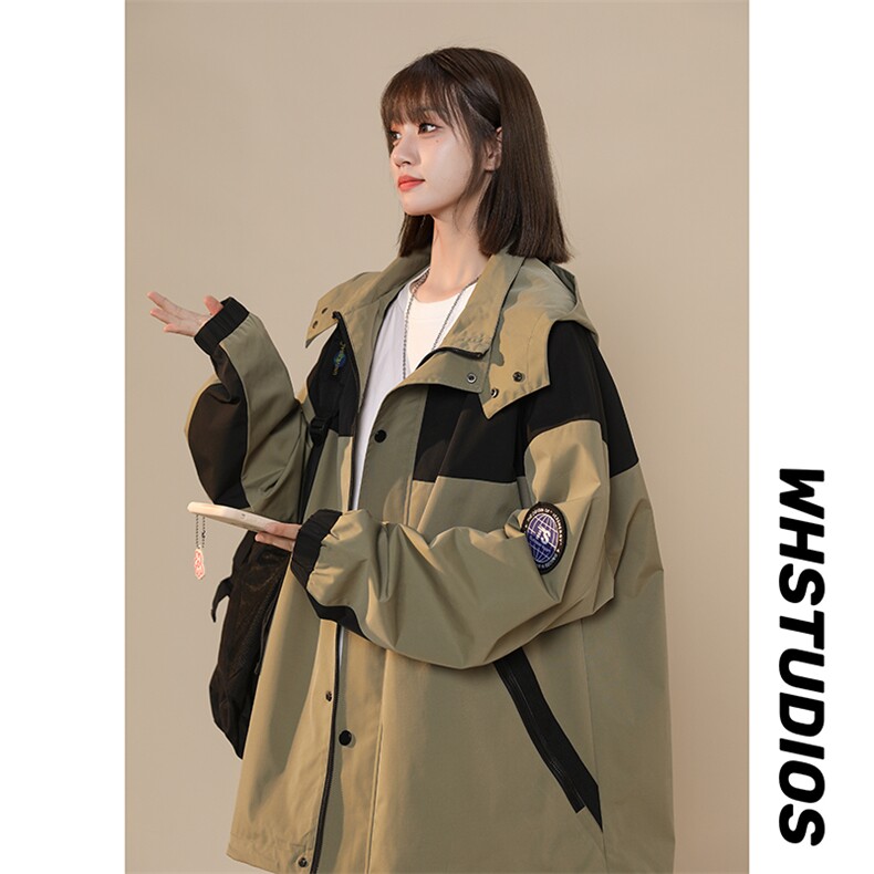 中性复古外套男士春秋季冲锋衣痞帅休闲夹克2024连帽冲锋衣夹克男，男装夹克，电商A409-1