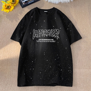 量大优供抖音视频 支持得物配合二开美式满天星亮片短袖T恤MTX616图片