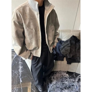 立领防寒PU皮衣外套双拉链棒球服美式cleanfit飞行员夹克JKK785图片