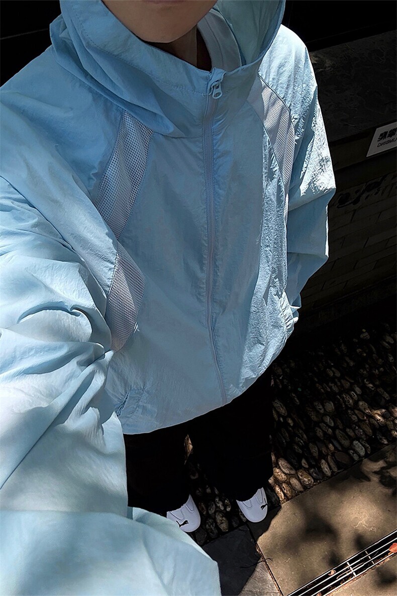 UPF50+网眼透气防晒衣5X1061-TP4579防紫外线连帽轻薄外套男,男装夹克,电商A102