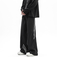 K818-P55运动条纹伞兵裤男女同款休闲直筒阔腿户外裤登山裤，男装休闲裤，电商B327