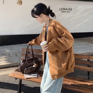 新品 2025春装麂皮绒棒球服宽松外套2C167-889-P155-K228图片