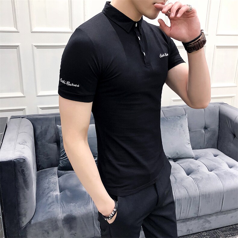 Polo衫 圆领 套头 长袖 时尚 纯色 潮流 修身 显瘦 纯色  2021年 字母 图片
