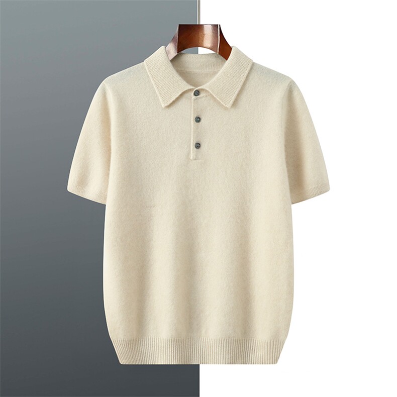 2025秋冬新款羊绒衫女纯山羊绒POLO领半系扣时尚简约针织短袖，男装羊绒套衫，羿纯羊绒高端店