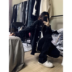 【有货】cleanfit黑色毛边牛仔外套男春秋美式高街夹克CT01LL-P65，男装夹克，星座1007（原301D）