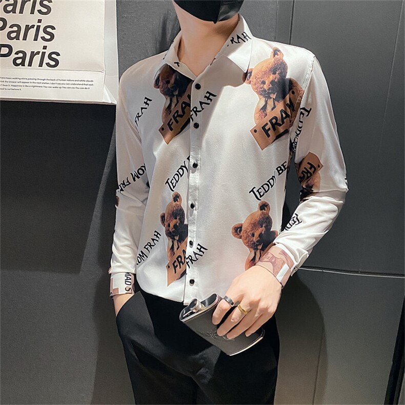 312A-5-137-P55社会小伙韩版潮流衬衫休闲修身上衣A,男装衬衫,星座312A-5