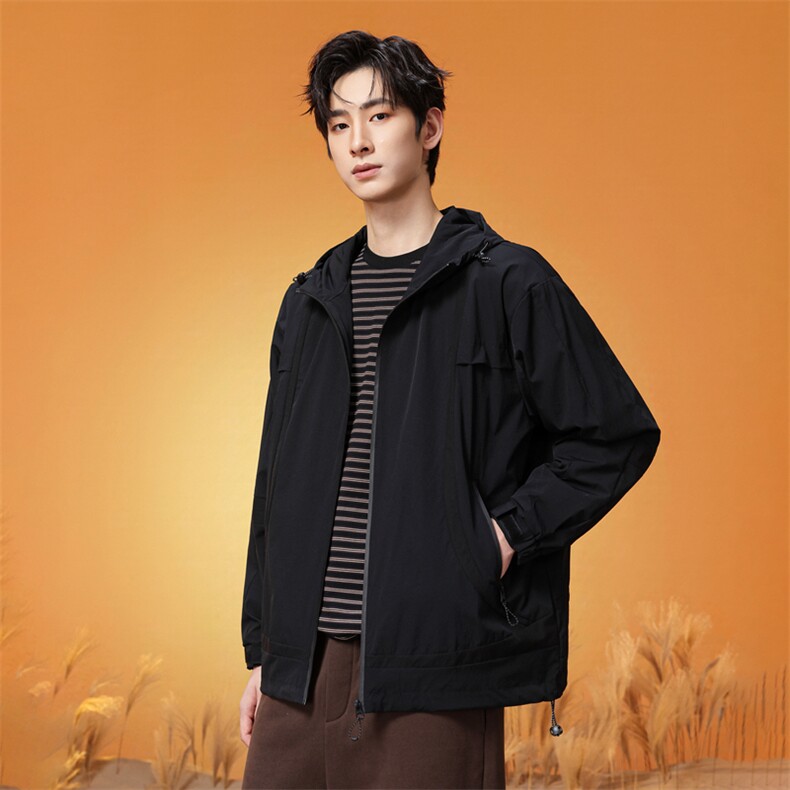 机能风连帽夹克宽松户外风拼接反光条休闲外套XZ309JK8655P78,男装夹克,星座309（原A406）