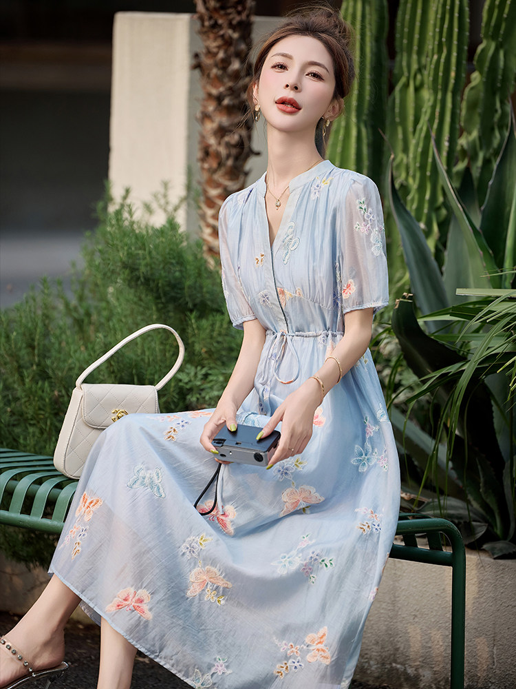 2025年夏季新款刺绣印花韩系连衣裙,女装连衣裙,臻衣坊