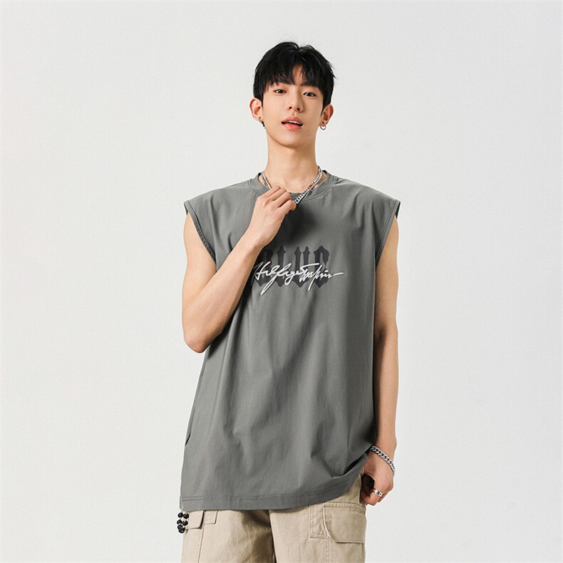 高街170克锦纶安踏条发泡印花大码坎肩体恤A436-1603-特P3249,男装T恤,电商A436
