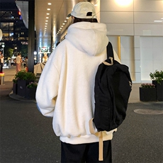 2023秋冬中性羊羔绒上衣潮加绒连帽卫衣外套男女983-P90控价128，男装卫衣，电商A441-1