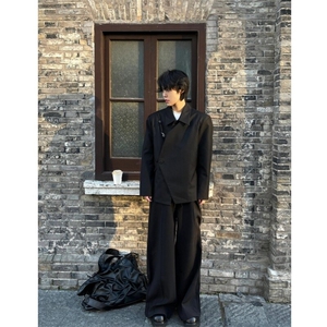 现货自制TWOWUS不对称高级感翻领小西装新中式休闲西服图片