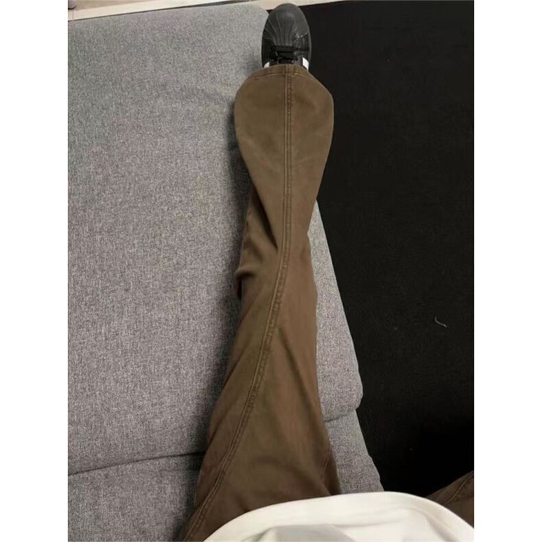 网图有货美式复古咖啡色斜切牛仔裤男女美式高街直筒裤A1297-P53,男装牛仔裤,星座1505