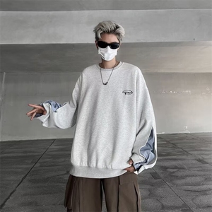 假两件拼接卫衣男生少年感穿搭重磅美式复古高级感图片