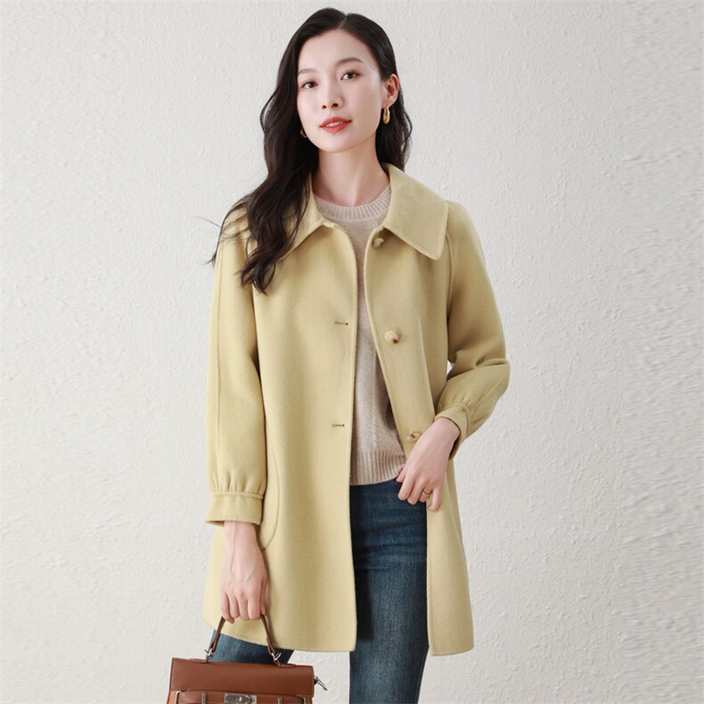 时尚显瘦双面羊毛大衣女中长款气质百搭外套，女装双面呢大衣，阿舍尔精品