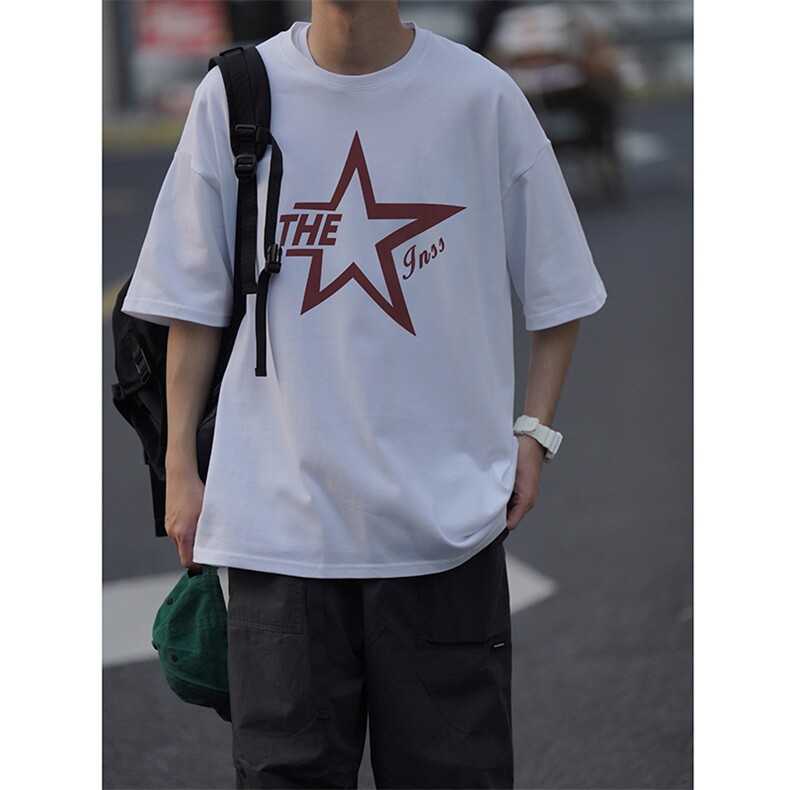 抖音供货260克重磅纯棉宽松大码印花短袖T恤A158-T92-P28控48,男装T恤,电商A158
