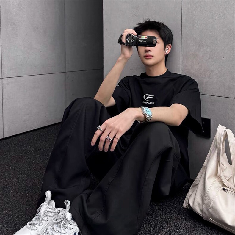 可设48小时发货支持抖音得物来样二开230克重磅美式短袖t恤MT347,男装T恤,电商A486-1