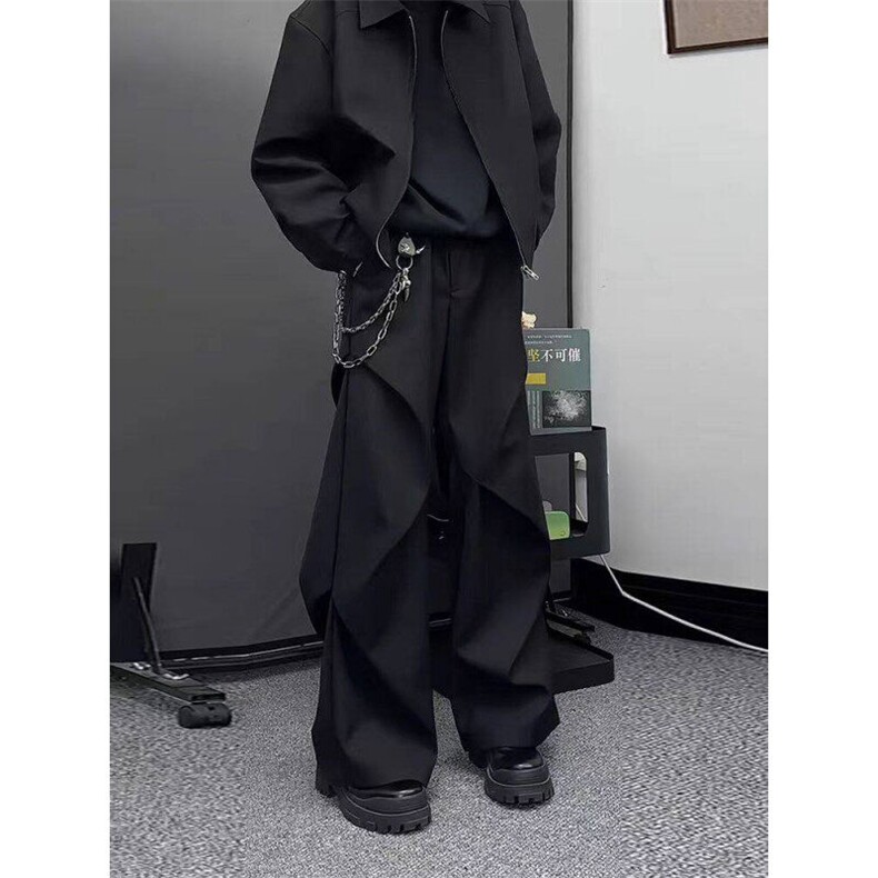 防水硬挺微喇褶皱西裤潮牌新款宽松直筒大货310A-4-XK16-特批35，男装西裤，星座310A-4