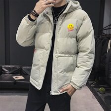 【】A003-HY8010-P125冬装新款笑脸印花连帽棉衣木木1，男装棉衣，电商A003