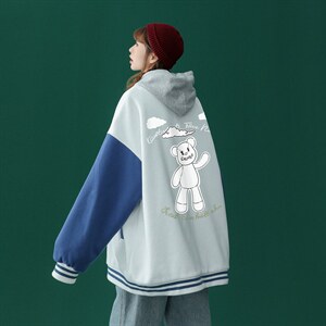 中性风2022秋季新款拼色港风潮牌印花棒球服夹克外套G94-p65控78,花色半身裙怎样搭配图片