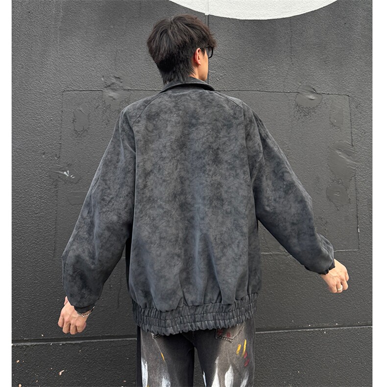 美式复古脏脏皮衣外套男春秋季cleanfit翻领夹克25XJ55257特批70,男装夹克,电商A042