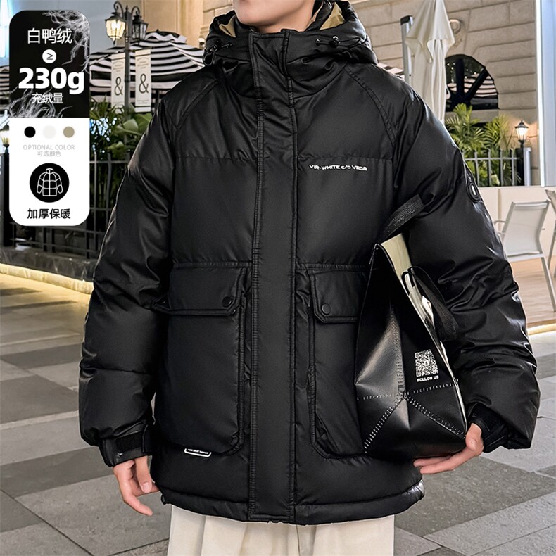 冬季连帽羽绒服男印花男士休闲羽绒衣外套潮青年A266-88681-P180,男装羽绒服,电商A266