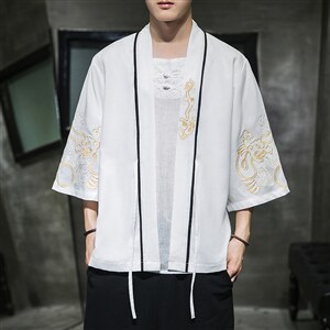 夏装新款龙腾刺绣汉服开衫衫白色A032/2201-2208/50,男装衬衫,电商A032