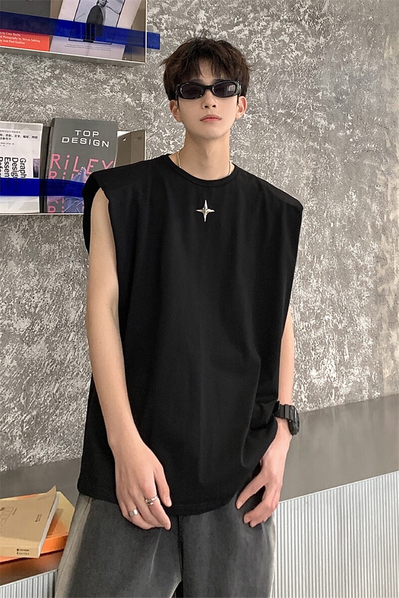 1美式港风垫肩四角星设计背心大码M-5XL休闲背心男BX8764P25控39,男装背心/马甲,星座226-2