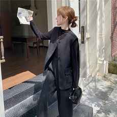 轻熟风无袖马甲阔腿裤三件套女秋季高级感通勤套装，女装套装/套裙，2C262