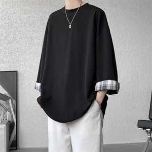 8XL-M特大码短袖男夏季高品质冰丝五分袖拼色宽松大码T恤DX308P38图片