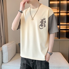 冰氧仿棉短袖店主风夏季休闲百搭字母印花男上衣TC3151-P24控48，男装T恤，星座717