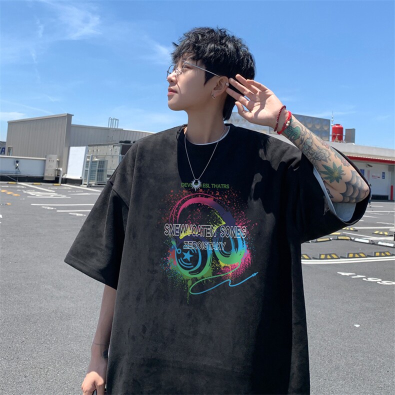 量大优供视频重磅麂皮绒短袖T恤男JPDX243-特P19,男装T恤,电商B367