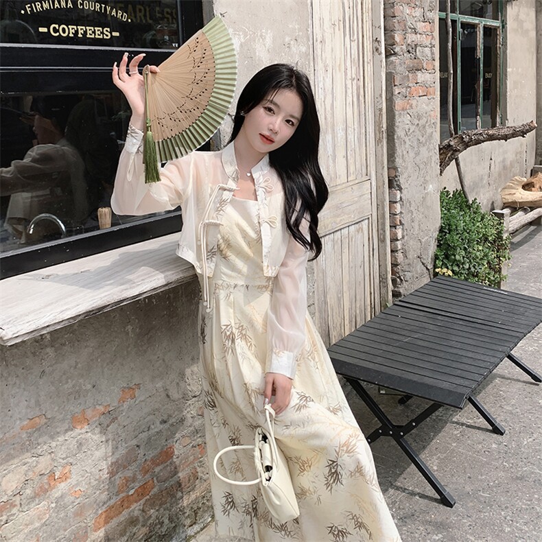新中式国风吊带裙女春秋装2025新款盘扣改良旗袍连衣裙,商品下架区,秀美人生