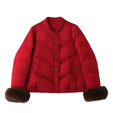 2025年冬季新中式羽绒真狐狸毛短款羽绒服，女装羽绒服，依如秀(原杭风阁)