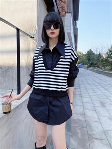 爱美欧 现货 拼接衬衣图片